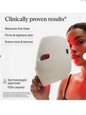 LED Light Therapy Facial Mask - White with Red Glow